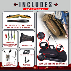 64" Spyder XL Takedown Recurve Bow - Ready 2 Shoot